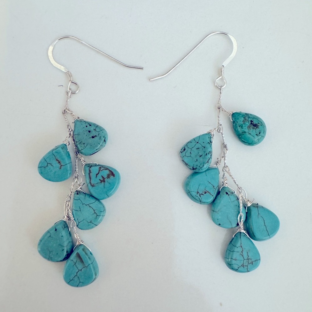Turquoise cluster Boho  Earrings